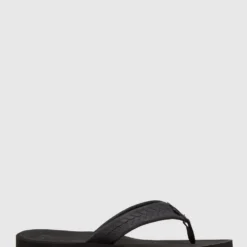 New 🧨 Quiksilver Mens Left Coasta Leather Thongs BLACK/BLACK/BROWN 😀