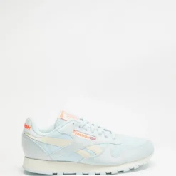 New 🌟 Reebok Classic Leather Shoes - Unisex Chalk Blue, Classic White & Orange Flare ⭐