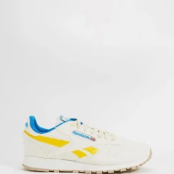 Brand new ⭐ Reebok Classic Leather Grow 💯 Shoes Chalk, Primal Yellow & Horizon Blue 😀