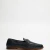 Deals ⌛ Staple Superior Molina Woven Leather Loafers Navy ❤️