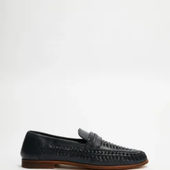 Deals ⌛ Staple Superior Molina Woven Leather Loafers Navy ❤️