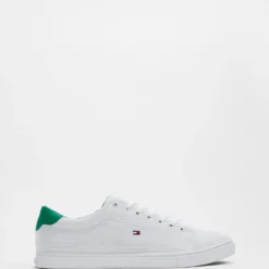 Flash Sale ⭐ Tommy Hilfiger Essential Recycled Knit Trainers - Men's White & Courtside Green ⭐