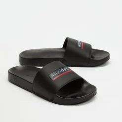 Coupon 🤩 Tommy Hilfiger Seasonal Embossed Pool Slides - Men's Black 🛒