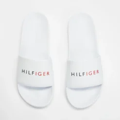 Best Sale ⌛ Tommy Hilfiger Raised Hilfiger Pool Slides White 🔥