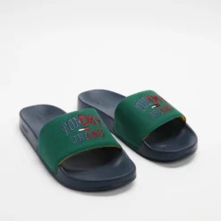 New ⭐ Tommy Hilfiger Varsity Tommy Jeans Poolslides - Men's Rural Green ⌛