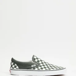 New ✔️ Vans Classic Slip-On - Unisex Checkerboard Thyme & True White 🎉