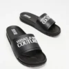 Coupon ⌛ Versace Jeans Couture Logo Pool Slides - Men's Nero ⭐