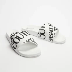 Best reviews of 🤩 Versace Jeans Couture Repeat Logo Pool Slides - Men's Bianco Ottico 🥰