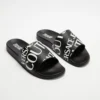 Brand new ❤️ Versace 🌟 Jeans Couture Repeat Logo Pool Slides - Men's Nero 🥰